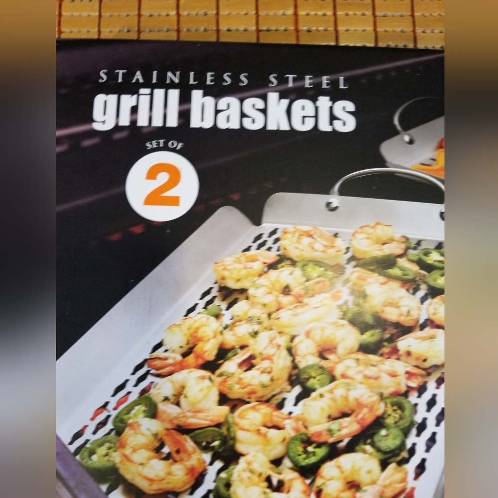 Stainless steel grill basket 2 pack set new